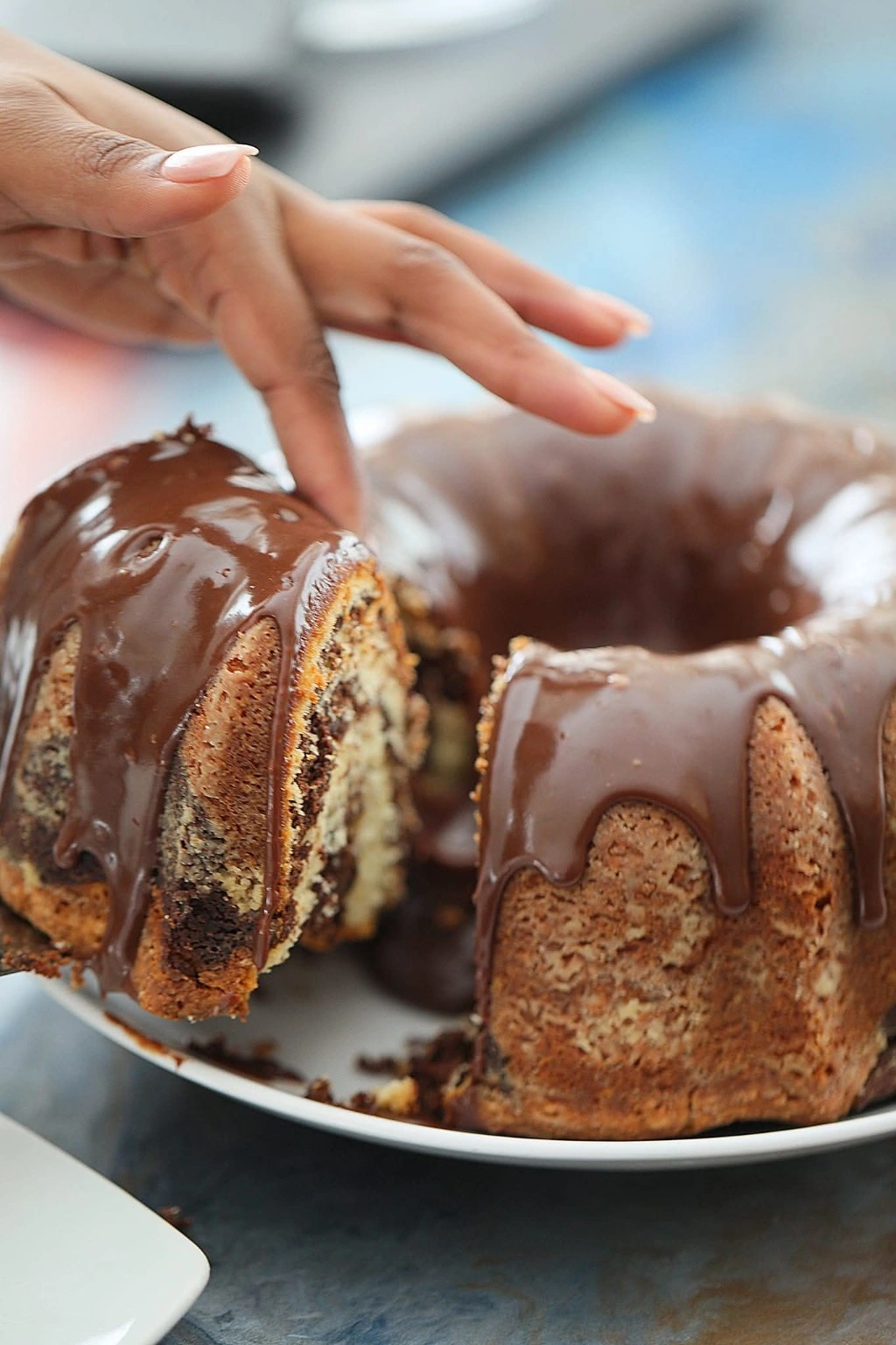 Chocolate-glazed marble Bundt by Kakey Mae
