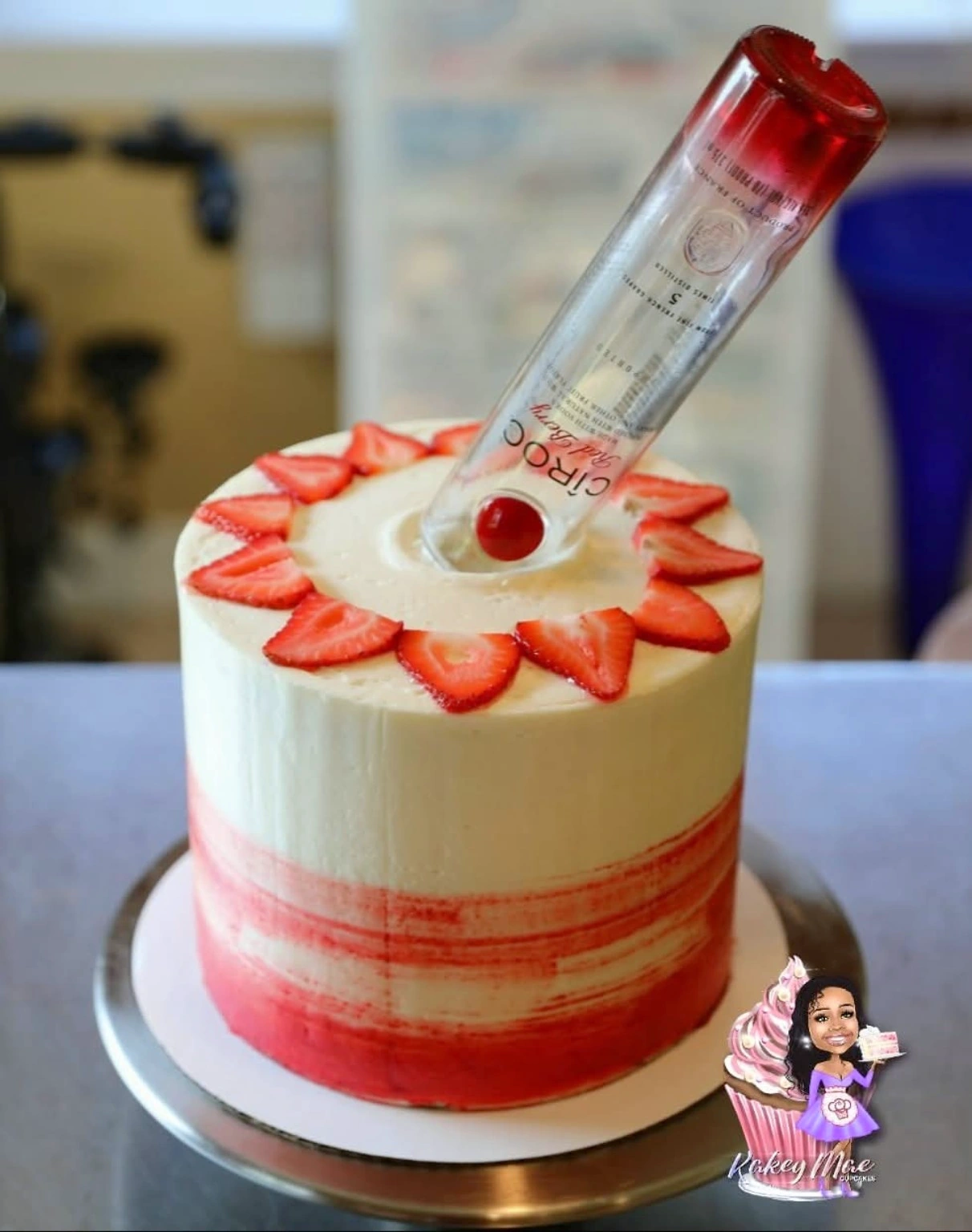 Strawberry & spirits cake by Kakey Mae